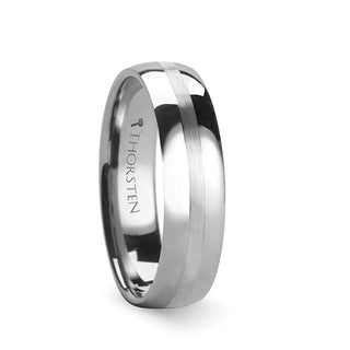 HENDERSON Domed White Tungsten Ring with Satin Stripe - 4mm - 10mm - Thorsten Rings