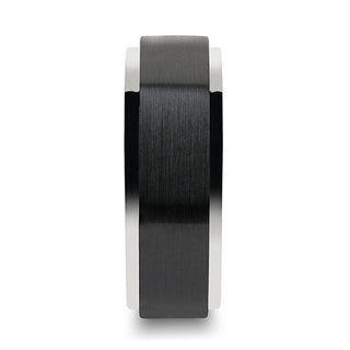 OAKLAND Tungsten Ring with Raised Brush Finished Black Ceramic Center - 8 mm - Thorsten Rings