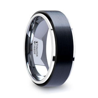 OAKLAND Tungsten Ring with Raised Brush Finished Black Ceramic Center - 8 mm - Thorsten Rings