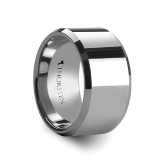 PITTSBURGH Tungsten Carbide Wedding Band with Beveled Edges - 12mm - Thorsten Rings