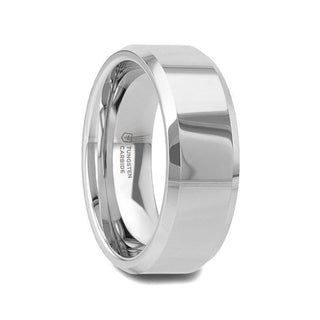 PITTSBURGH Tungsten Carbide Wedding Band with Beveled Edges - 12mm - Thorsten Rings