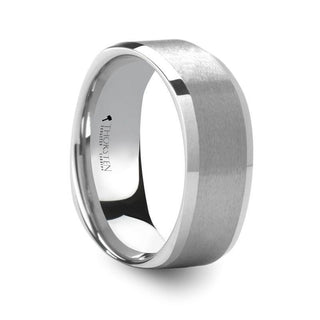 STERLING Square Shape White Tungsten Ring with Brush Finished Center - 8mm - Thorsten Rings