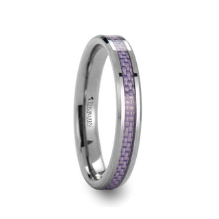 IRIS Beveled Tungsten Wedding Band With Purple Carbon Fiber Inlay - 4mm & 6mm - Thorsten Rings