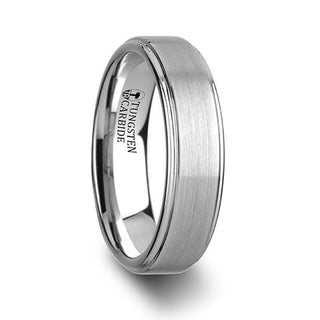 ORLOFF White Tungsten Ring with Raised Brush Finished Center - 6mm & 8mm - Thorsten Rings