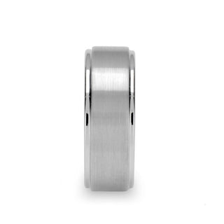 ORLOFF White Tungsten Ring with Raised Brush Finished Center - 6mm & 8mm - Thorsten Rings