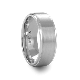 ORLOFF White Tungsten Ring with Raised Brush Finished Center - 6mm & 8mm - Thorsten Rings