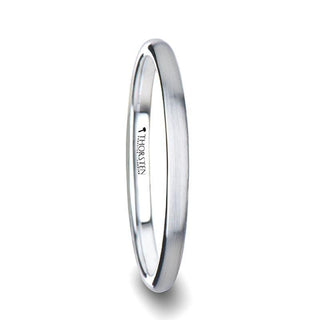 BRONWEN Domed White Tungsten Carbide Ring with Brushed Finish for Her - 2mm - Thorsten Rings