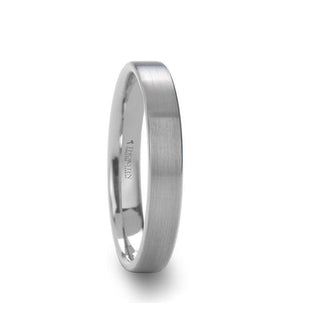 MARIE Ladies Flat Style White Tungsten Wedding Band with Brushed Finish - 4mm - 6mm - Thorsten Rings