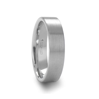 MAISIE Flat Style Womens White Tungsten Carbide Ring with Brushed Finish - 2mm - Thorsten Rings