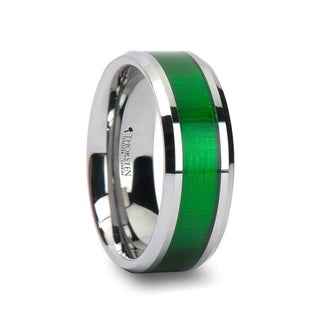 VARDON Tungsten Carbide Ring with Textured Green Inlay - 8mm - Thorsten Rings