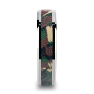 COMMANDO Tungsten Wedding Ring with Military Style Jungle Camouflage Inlay - 6mm - 10 mm - Thorsten Rings