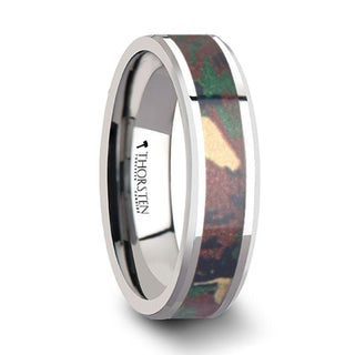 COMMANDO Tungsten Wedding Ring with Military Style Jungle Camouflage Inlay - 6mm - 10 mm - Thorsten Rings