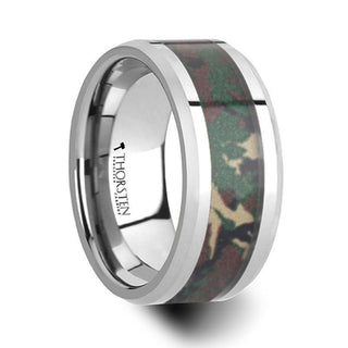 COMMANDO Tungsten Wedding Ring with Military Style Jungle Camouflage Inlay - 6mm - 10 mm - Thorsten Rings