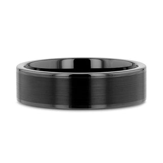 VULCAN Flat Black Tungsten Ring with Brushed Center & Polished Edges - 4mm - 12mm - Thorsten Rings