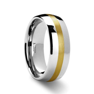 CENTURION 14K Gold Inlaid Domed Tungsten Ring 6mm or 8mm - Thorsten Rings