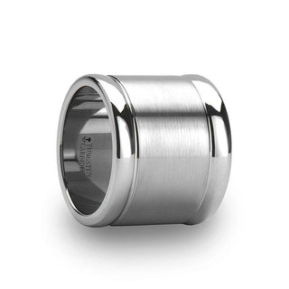 ALBUQUERQUE Flat Brushed Finish Center Tungsten Ring with Polished Edges - 20mm - Thorsten Rings