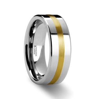 HARRISBURG Gold Inlaid Flat Tungsten Ring - 6mm & 8mm - Thorsten Rings