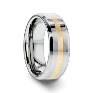 LEGIONAIRE Gold Inlaid Beveled Tungsten Ring - 6mm & 8mm - Thorsten Rings