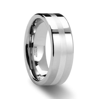 GEMINI Pipe Cut Tungsten Carbide Ring with Silver Inlaid 6mm & 8mm - Thorsten Rings