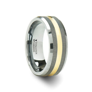 CENTREVILLE Tungsten Carbide Ring with Gold Plated Channel - 8 mm - Thorsten Rings