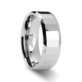 CHAMPAIGN Tungsten Carbide Ring with Rectangular Facets - 8 mm - Thorsten Rings