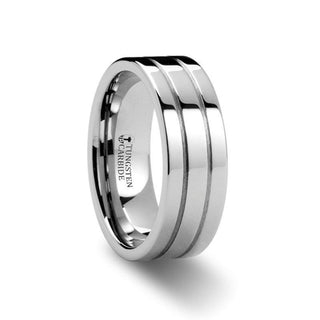 OTTAWA Tungsten Carbide Ring With Grooves - 8mm - Thorsten Rings