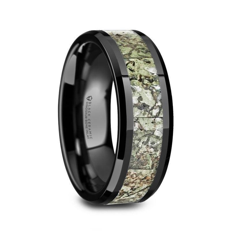 Unique Dinosaur Bone Inlay Rings & Wedding Bands